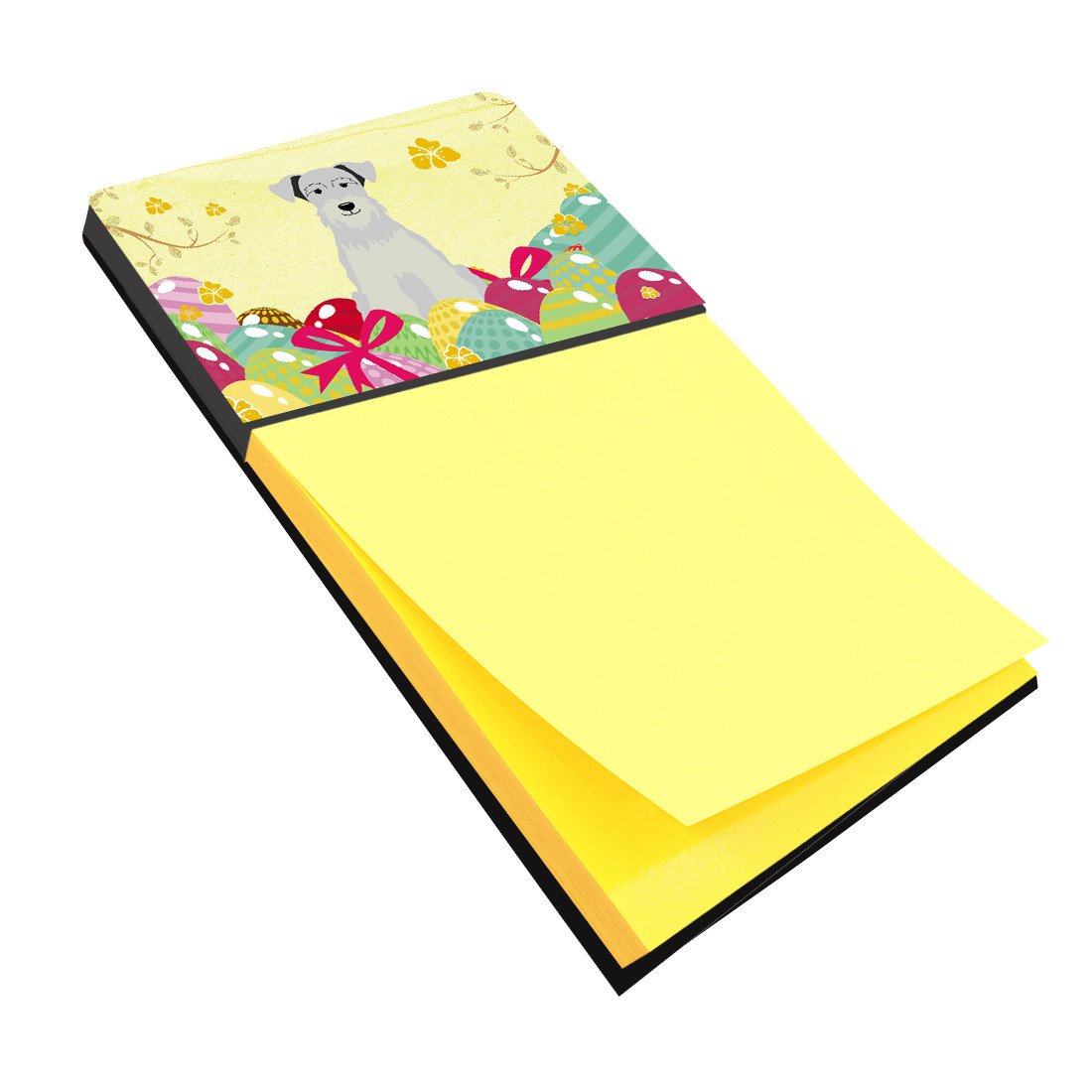 Easter Eggs Miniature Schnauzer White Watercolor Sticky Note Holder Refillable Dispenser Desk Accessory 3x3 Pad Gift
