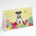 Easter Eggs Miniature Schnauzer Salt and Pepper Greeting Cards Pack of 8 Blank Cards with Envelopes Whimsical A7 Size 5x7