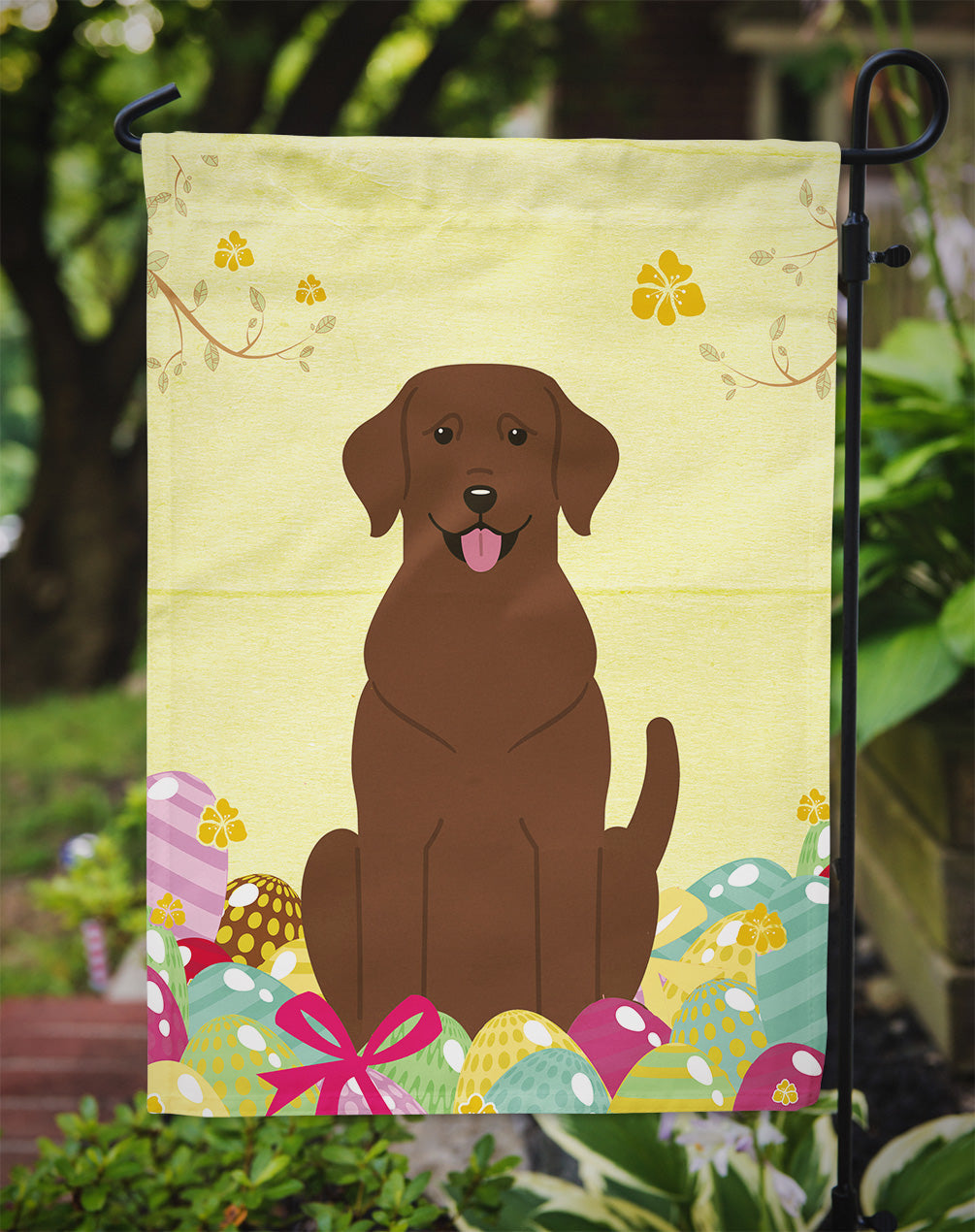 Easter Eggs Chocolate Labrador Garden Flag Mailbox Decorative Yard Banner Outside Patio Artwork for Flower Beds, Garden Size, Multicolor