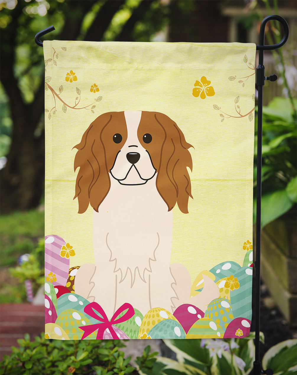 Easter Eggs Cavalier Spaniel Garden Flag Mailbox Decorative Yard Banner Outside Patio Artwork for Flower Beds, Garden Size, Multicolor