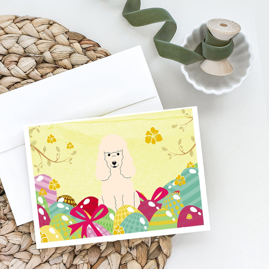 Easter Eggs Poodle White Greeting Cards Pack of 8 Blank Cards with Envelopes Whimsical A7 Size 5x7