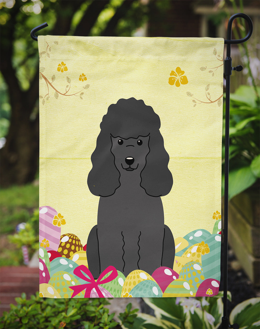 Easter Eggs Poodle Black Garden Flag Mailbox Decorative Yard Banner Outside Patio Artwork for Flower Beds, Garden Size, Multicolor