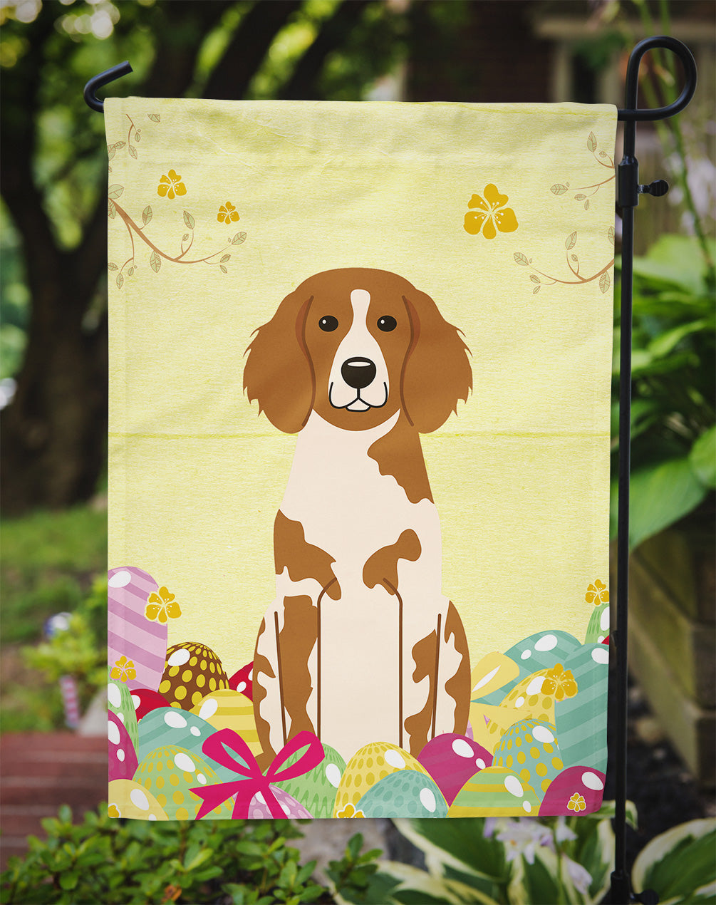 Easter Eggs Brittany Spaniel Garden Flag Mailbox Decorative Yard Banner Outside Patio Artwork for Flower Beds, Garden Size, Multicolor