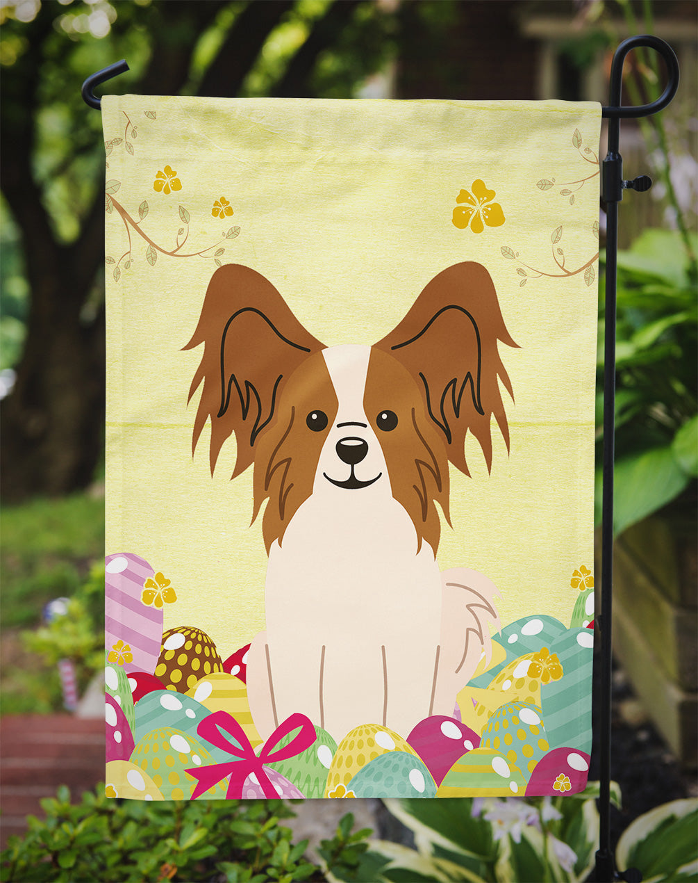 Easter Eggs Papillon Red White Garden Flag Mailbox Decorative Yard Banner Outside Patio Artwork for Flower Beds, Garden Size, Multicolor