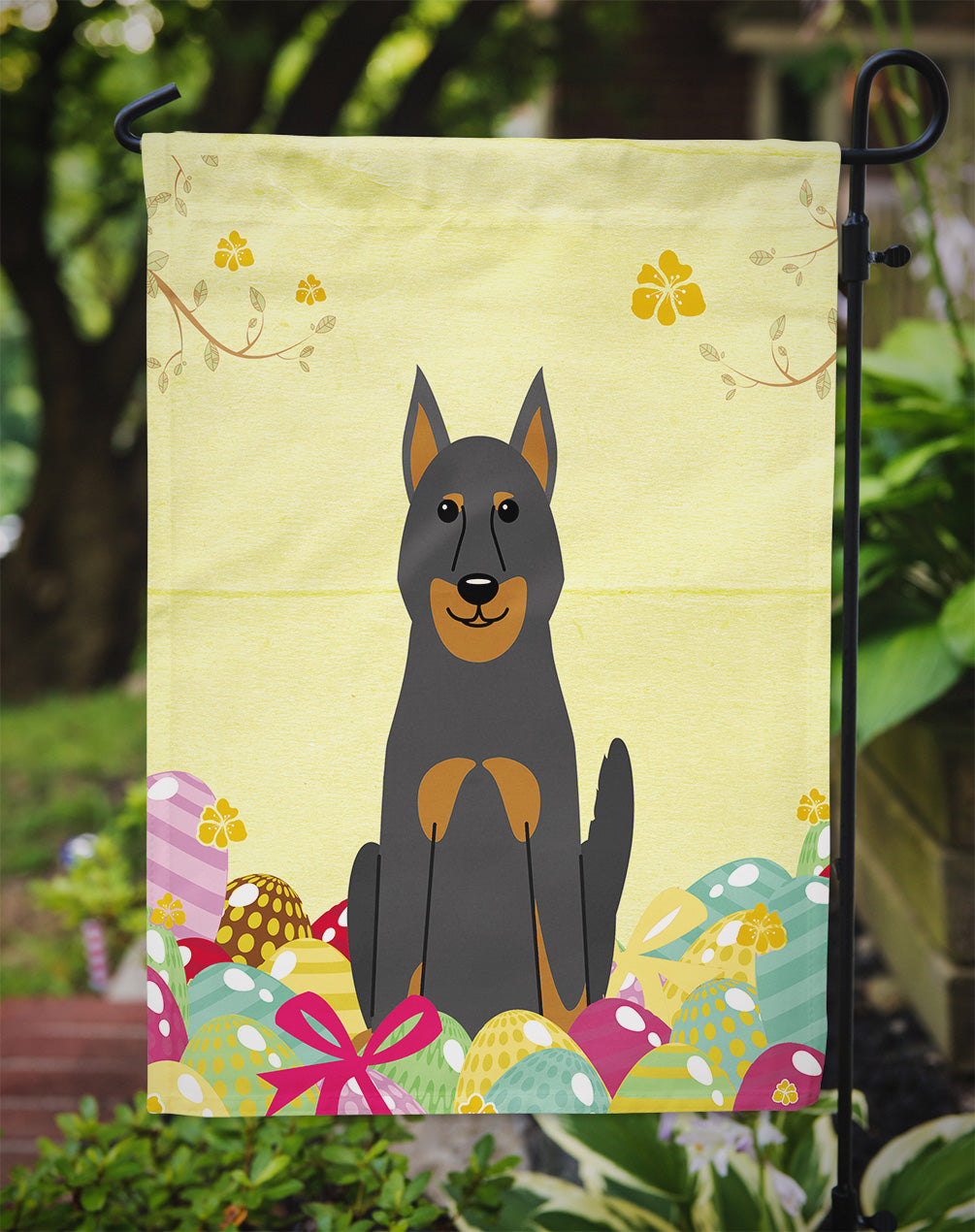 Easter Eggs Beauce Shepherd Dog Garden Flag Mailbox Decorative Yard Banner Outside Patio Artwork for Flower Beds, Garden Size, Multicolor