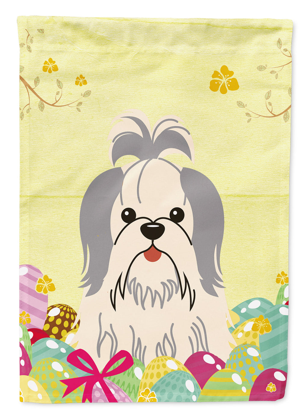 Easter Eggs Shih Tzu Silver White Garden Flag Mailbox Decorative Yard Banner Outside Patio Artwork for Flower Beds, Garden Size, Multicolor