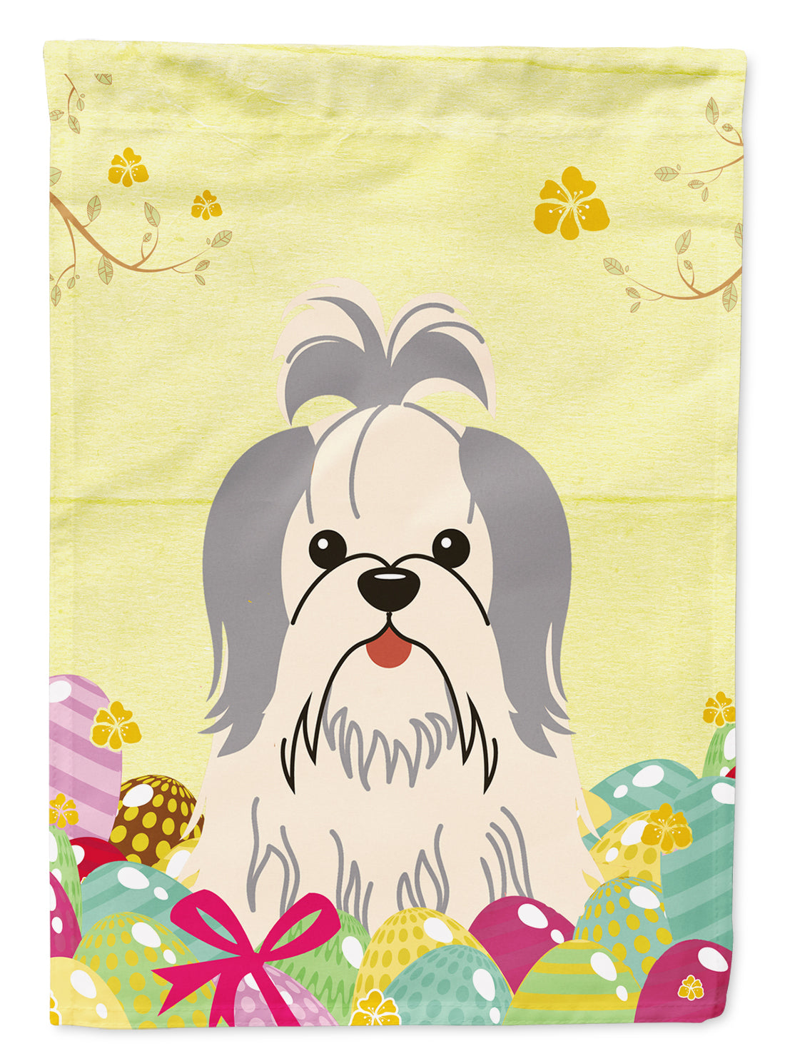 Easter Eggs Shih Tzu Silver White Garden Flag Mailbox Decorative Yard Banner Outside Patio Artwork for Flower Beds, Garden Size, Multicolor