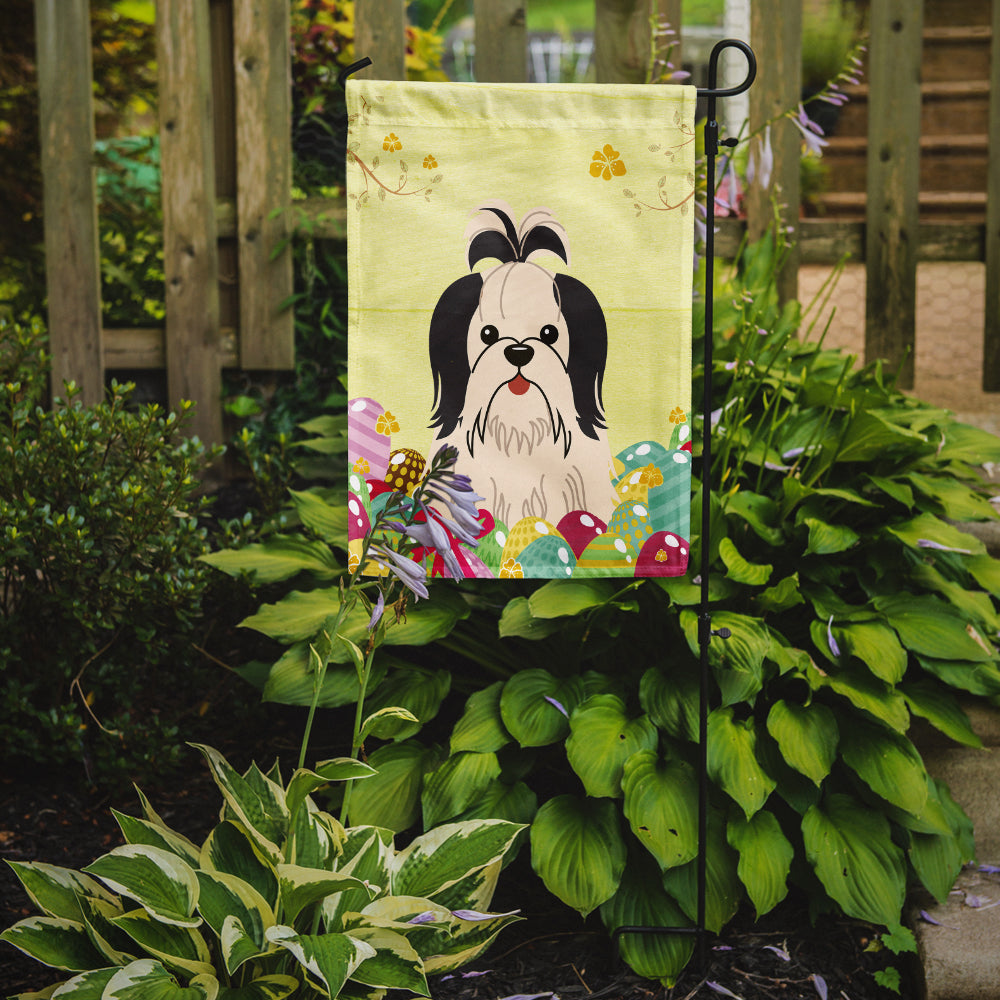Easter Eggs Shih Tzu Black White Garden Flag Mailbox Decorative Yard Banner Outside Patio Artwork for Flower Beds, Garden Size, Multicolor
