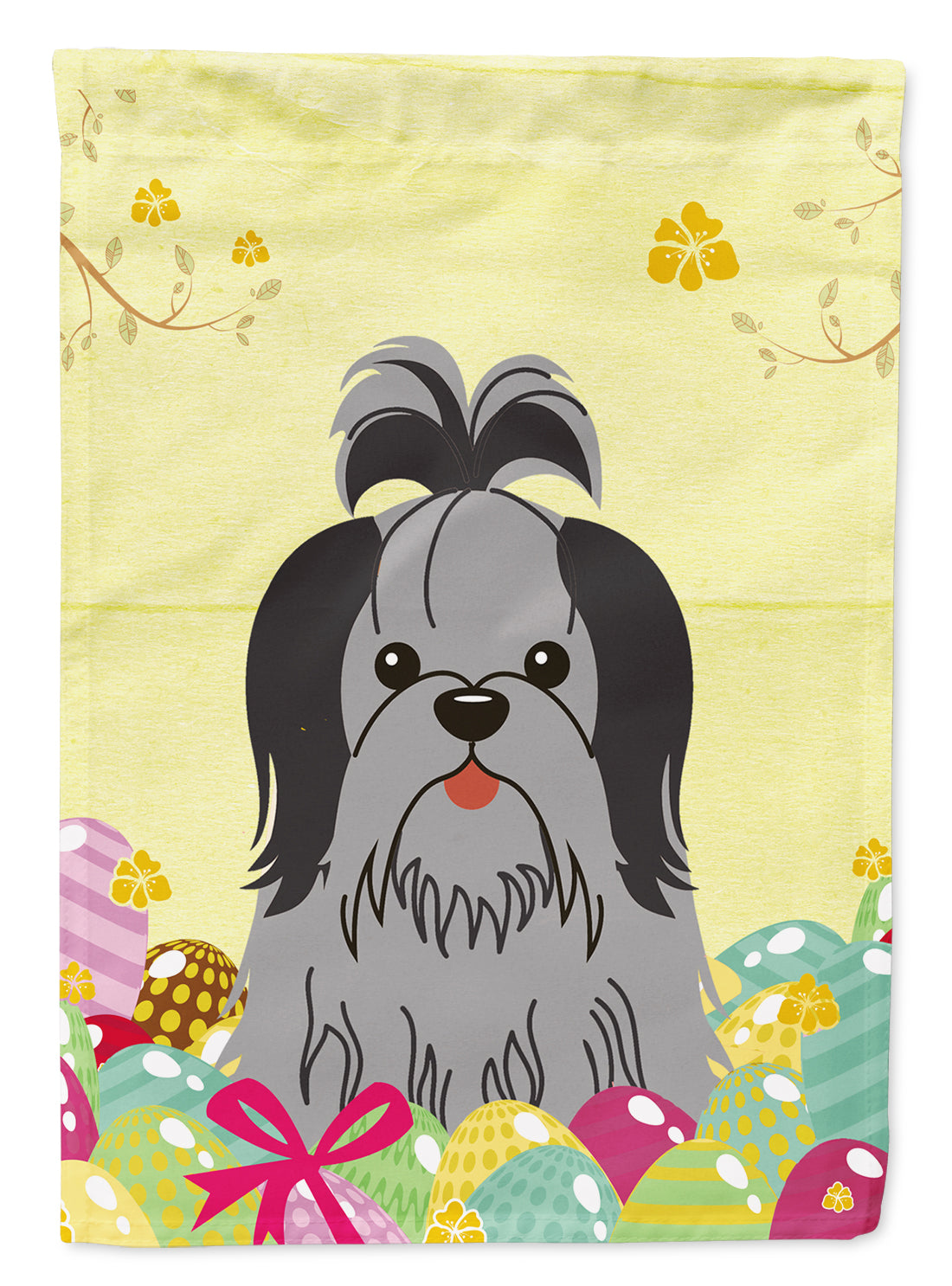 Easter Eggs Shih Tzu Black Silver Garden Flag Mailbox Decorative Yard Banner Outside Patio Artwork for Flower Beds, Garden Size, Multicolor
