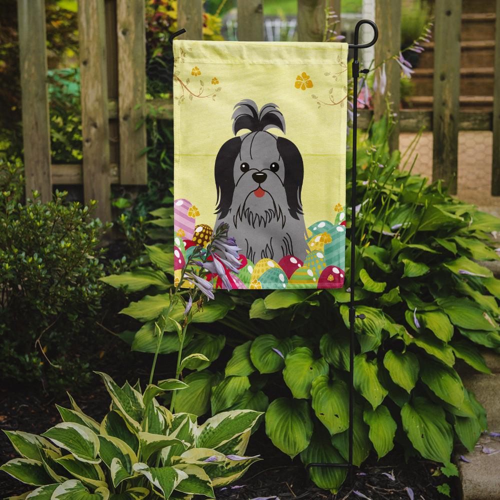 Easter Eggs Shih Tzu Black Silver Garden Flag Mailbox Decorative Yard Banner Outside Patio Artwork for Flower Beds, Garden Size, Multicolor