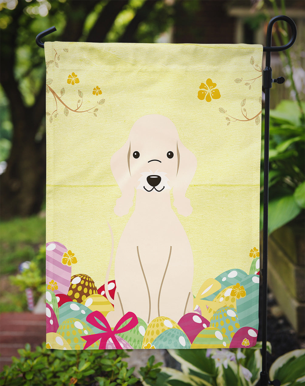 Easter Eggs Bedlington Terrier Sandy Garden Flag Mailbox Decorative Yard Banner Outside Patio Artwork for Flower Beds, Garden Size, Multicolor