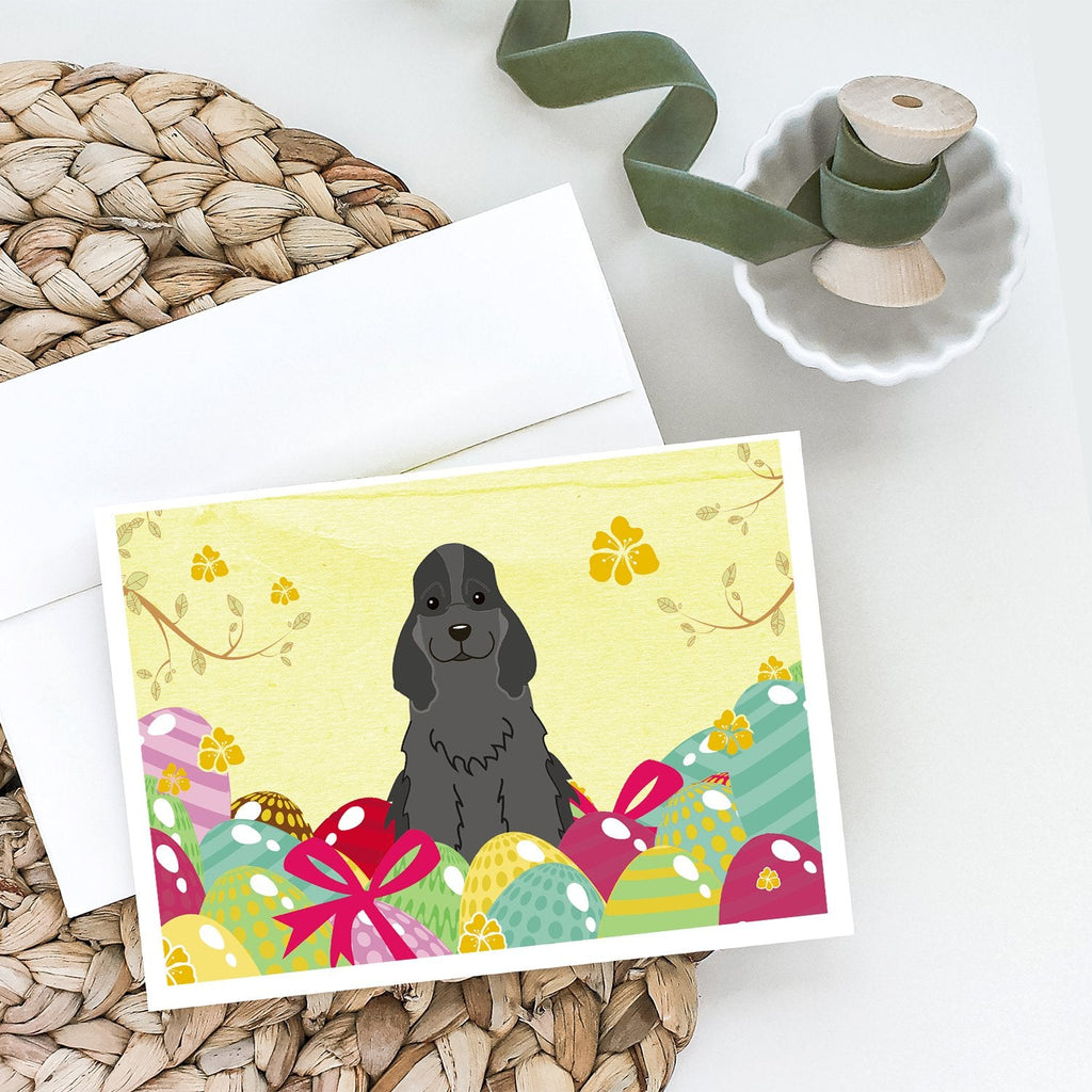 Easter Eggs Cocker Spaniel Black Greeting Cards Pack of 8 Blank Cards with Envelopes Whimsical A7 Size 5x7