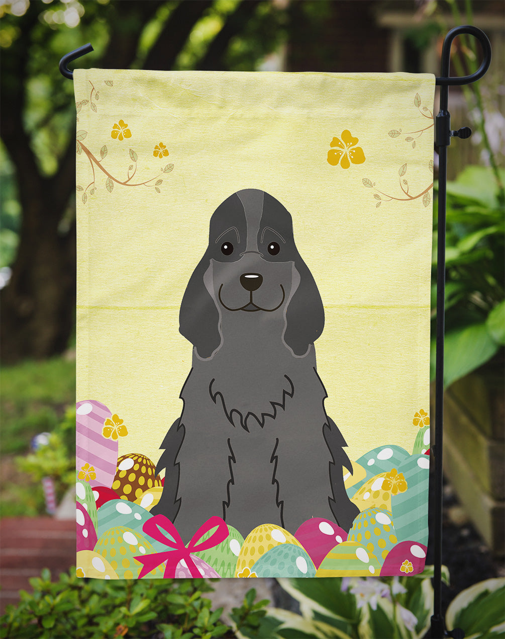 Easter Eggs Cocker Spaniel Black Garden Flag Mailbox Decorative Yard Banner Outside Patio Artwork for Flower Beds, Garden Size, Multicolor