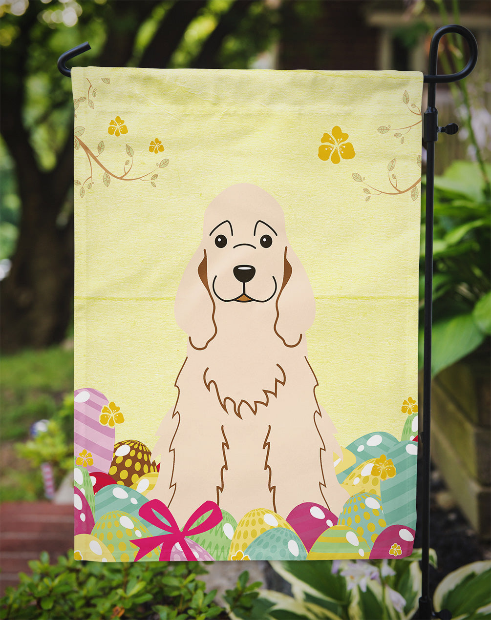 Easter Eggs Cocker Spaniel Buff Garden Flag Mailbox Decorative Yard Banner Outside Patio Artwork for Flower Beds, Garden Size, Multicolor