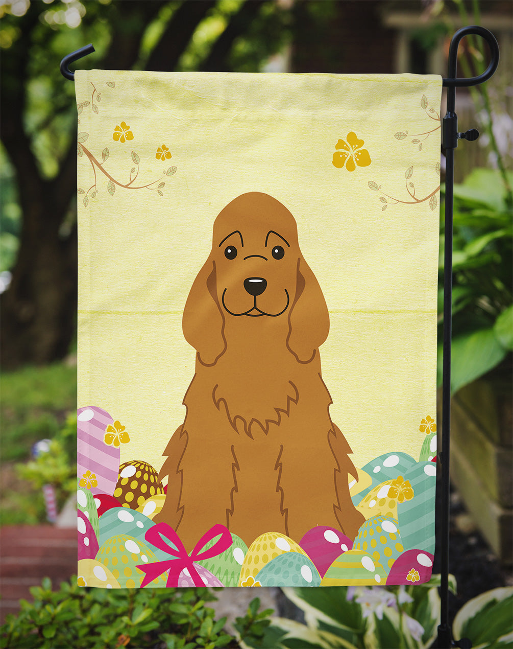 Easter Eggs Cocker Spaniel Red Garden Flag Mailbox Decorative Yard Banner Outside Patio Artwork for Flower Beds, Garden Size, Multicolor