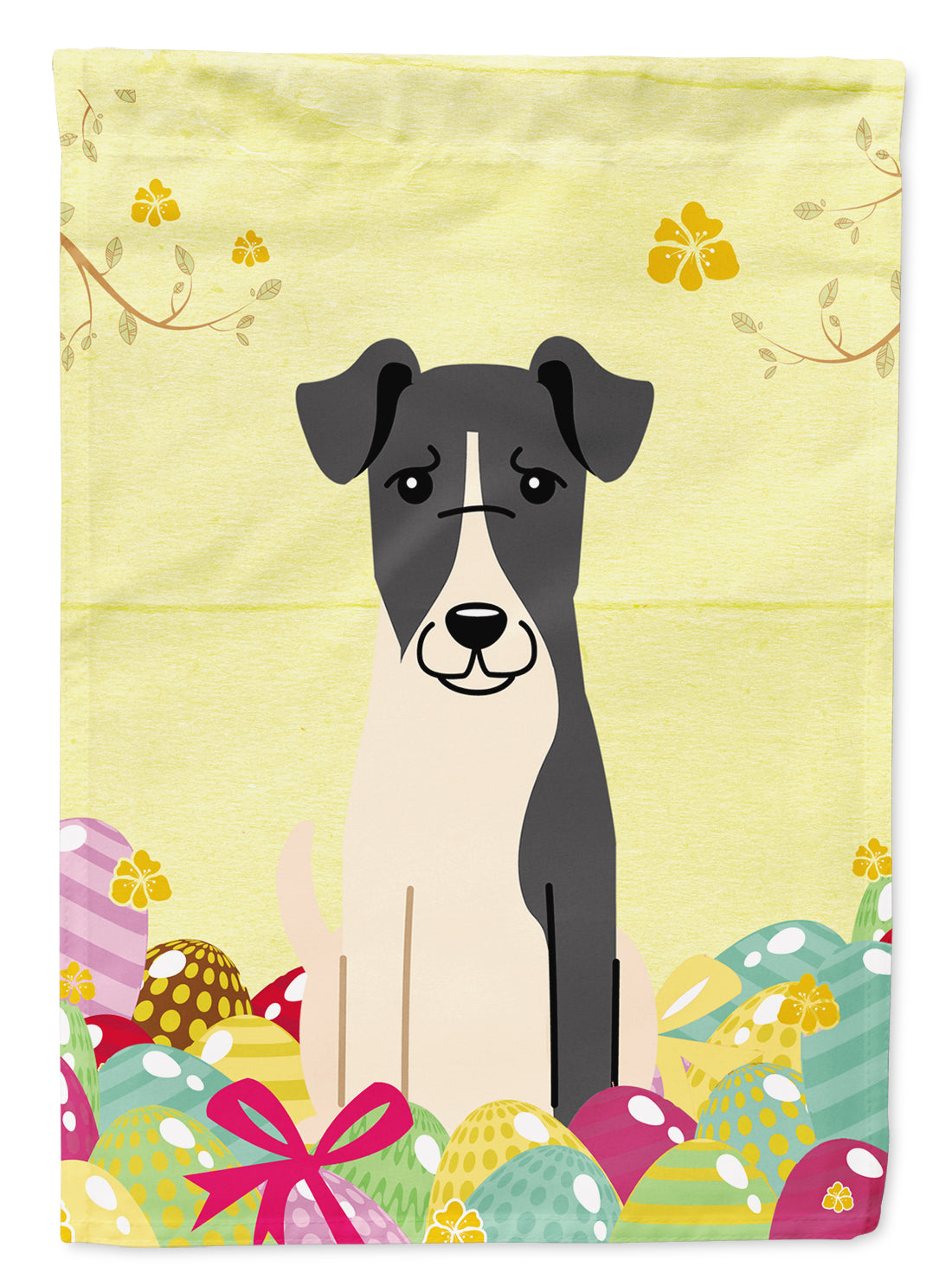 Easter Eggs Smooth Fox Terrier Garden Flag Mailbox Decorative Yard Banner Outside Patio Artwork for Flower Beds, Garden Size, Multicolor
