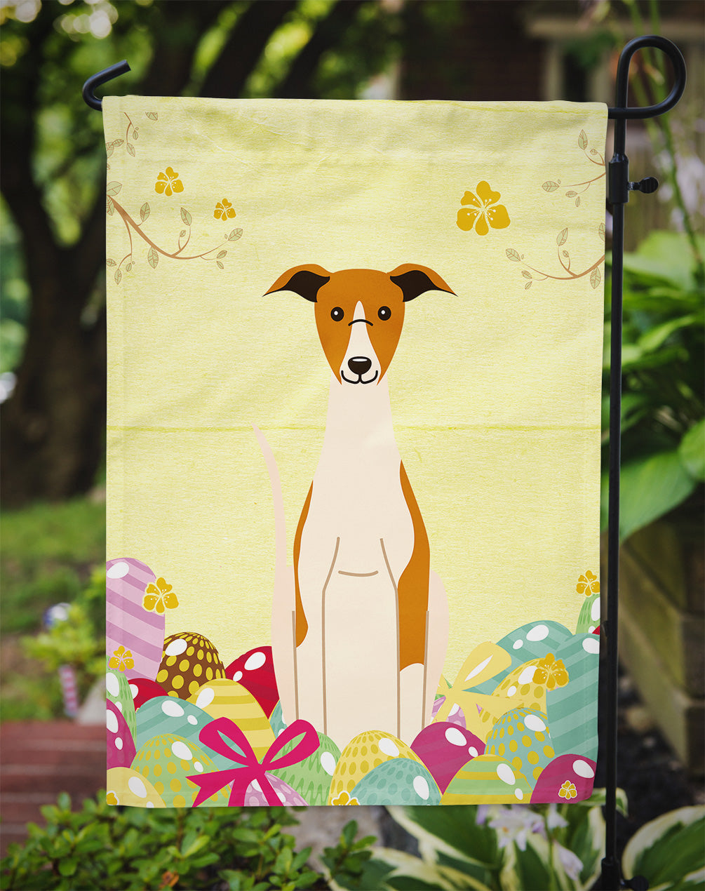 Easter Eggs Whippet Garden Flag Mailbox Decorative Yard Banner Outside Patio Artwork for Flower Beds, Garden Size, Multicolor