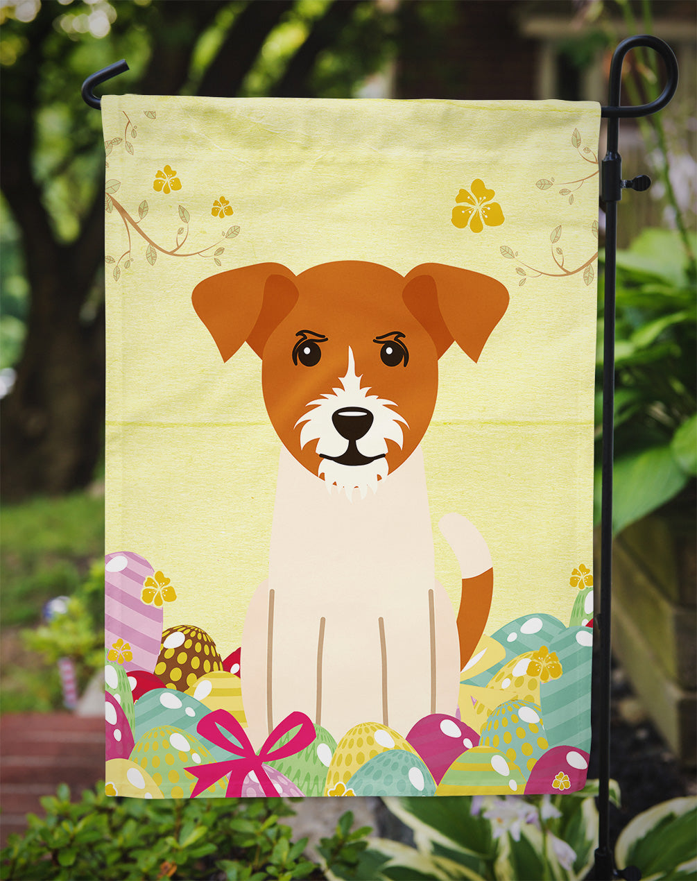 Easter Eggs Jack Russell Terrier Garden Flag Mailbox Decorative Yard Banner Outside Patio Artwork for Flower Beds, Garden Size, Multicolor