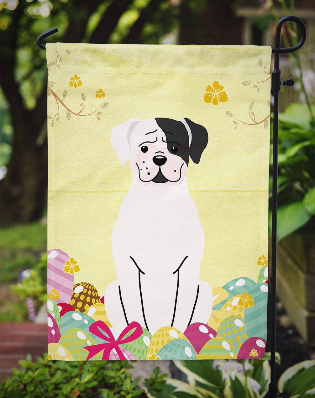 Easter Eggs White Boxer Cooper Garden Flag Mailbox Decorative Yard Banner Outside Patio Artwork for Flower Beds, Garden Size, Multicolor