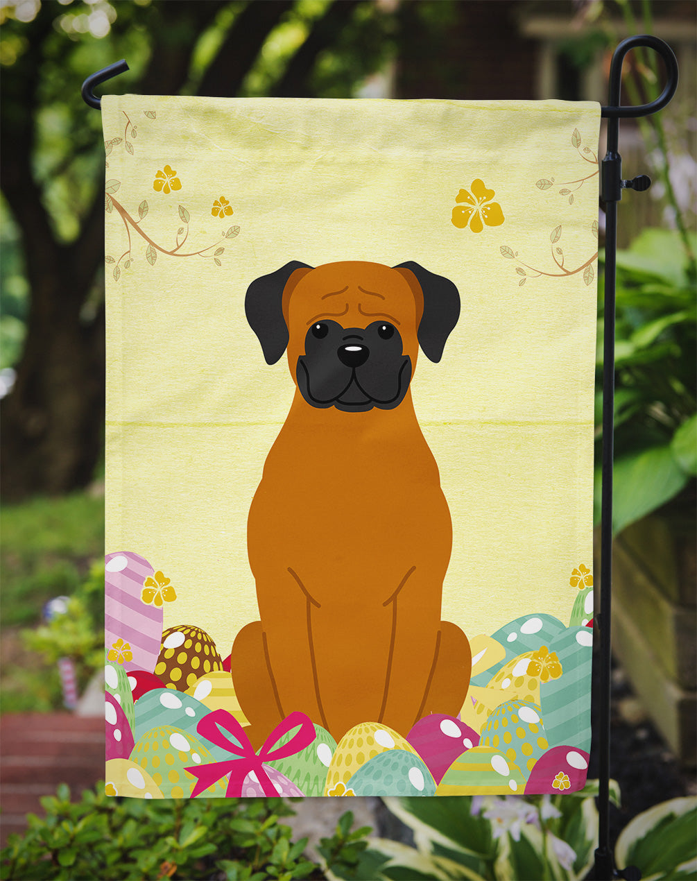 Easter Eggs Fawn Boxer Garden Flag Mailbox Decorative Yard Banner Outside Patio Artwork for Flower Beds, Garden Size, Multicolor