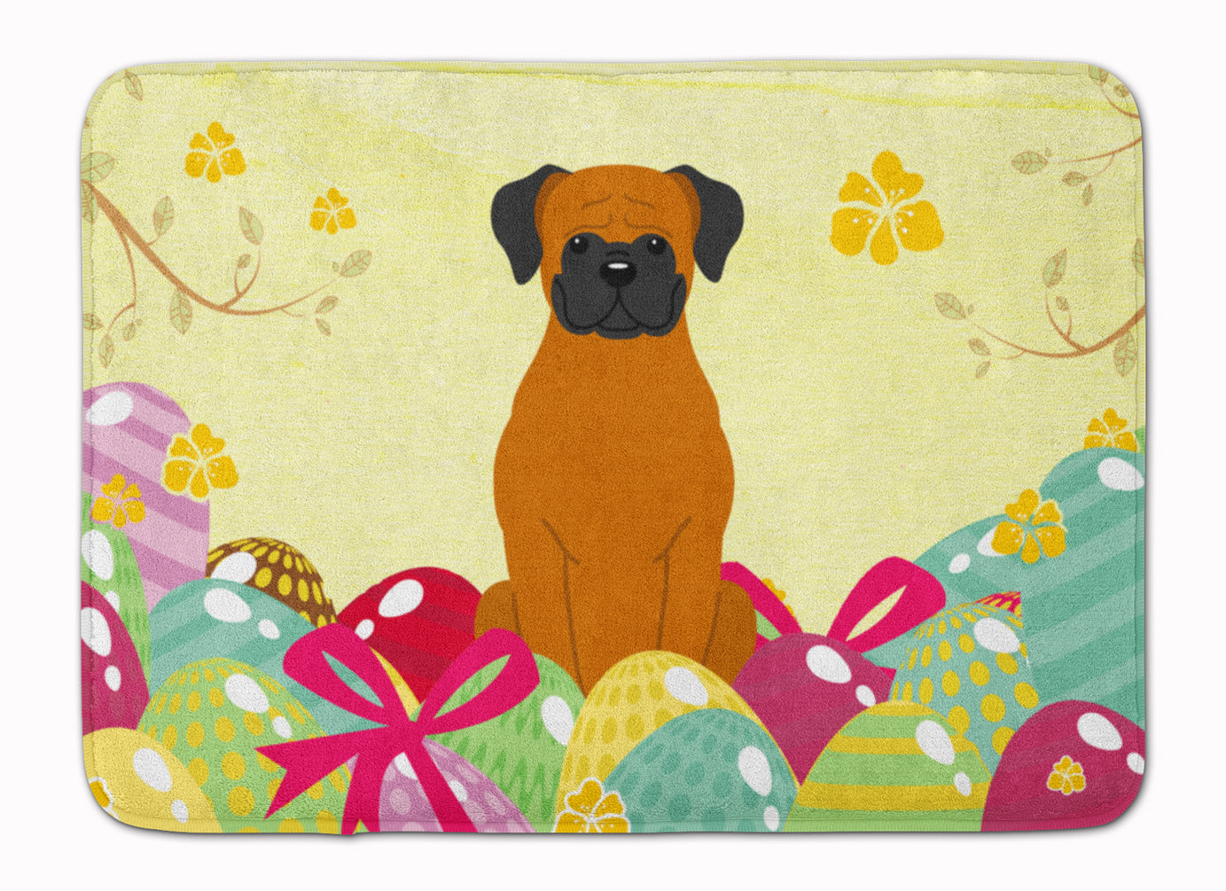 Easter Eggs Fawn Boxer Memory Foam Kitchen Mat Machine Washable Anti-Fatigue Cushion Comfort Bath or Kitchen Rug