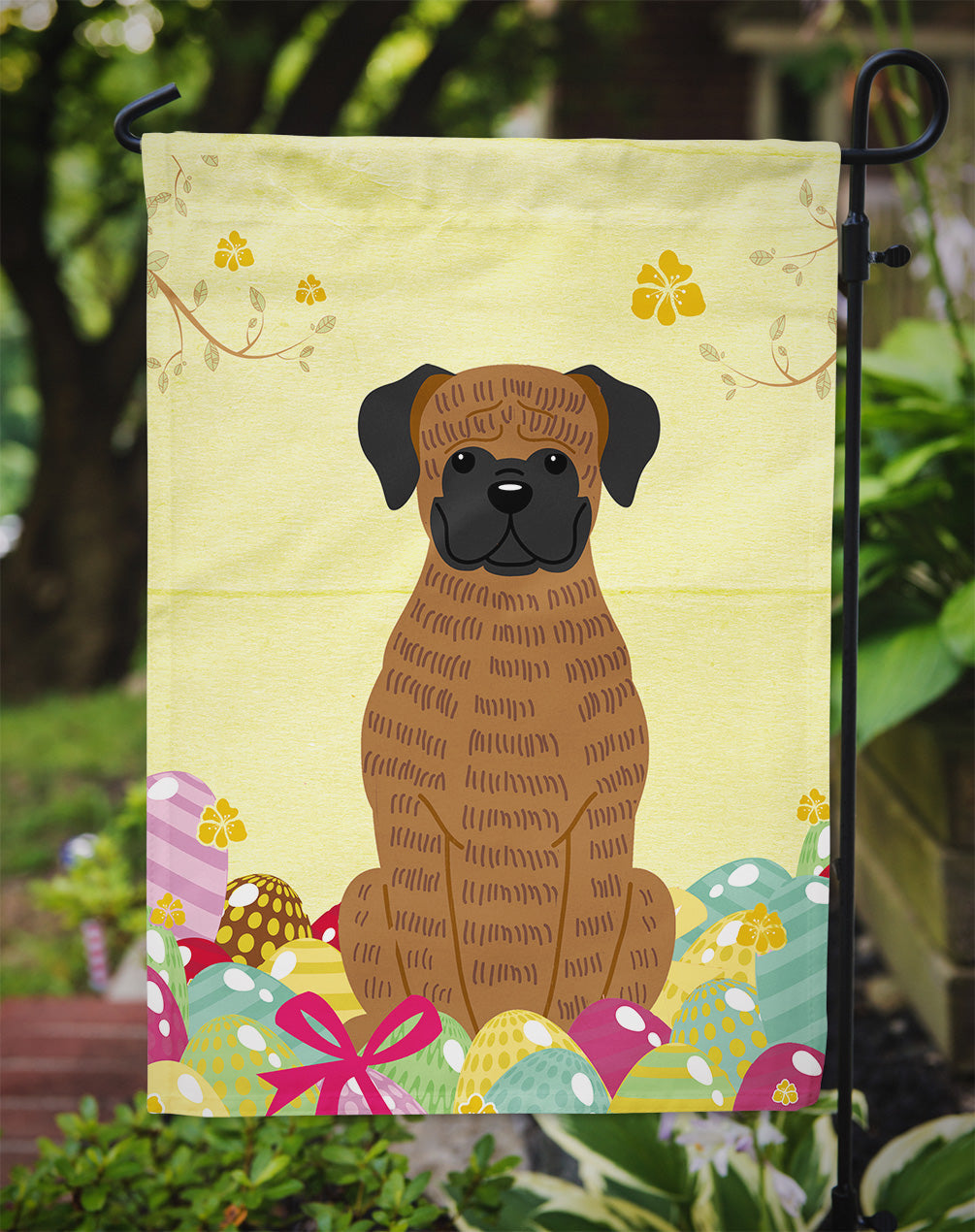 Easter Eggs Brindle Boxer Garden Flag Mailbox Decorative Yard Banner Outside Patio Artwork for Flower Beds, Garden Size, Multicolor