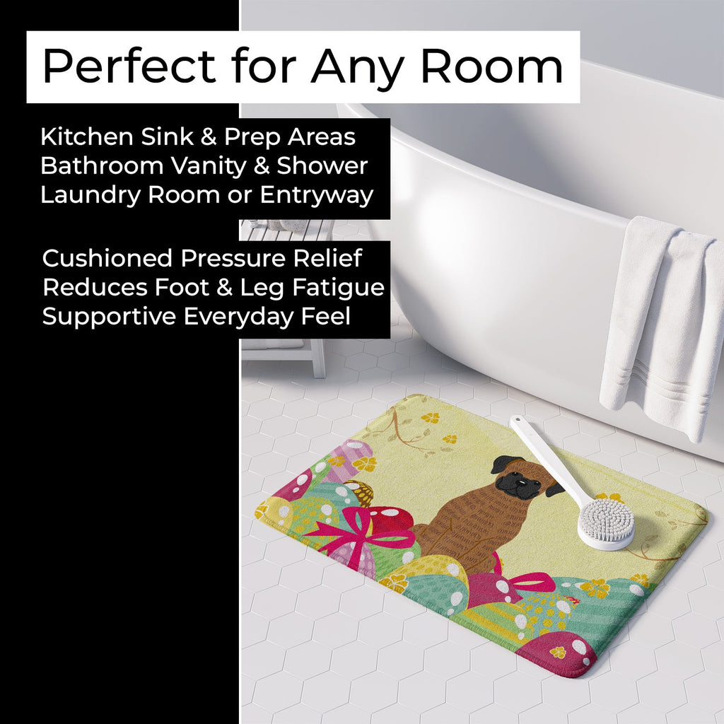 Easter Eggs Brindle Boxer Memory Foam Kitchen Mat Machine Washable Anti-Fatigue Cushion Comfort Bath or Kitchen Rug