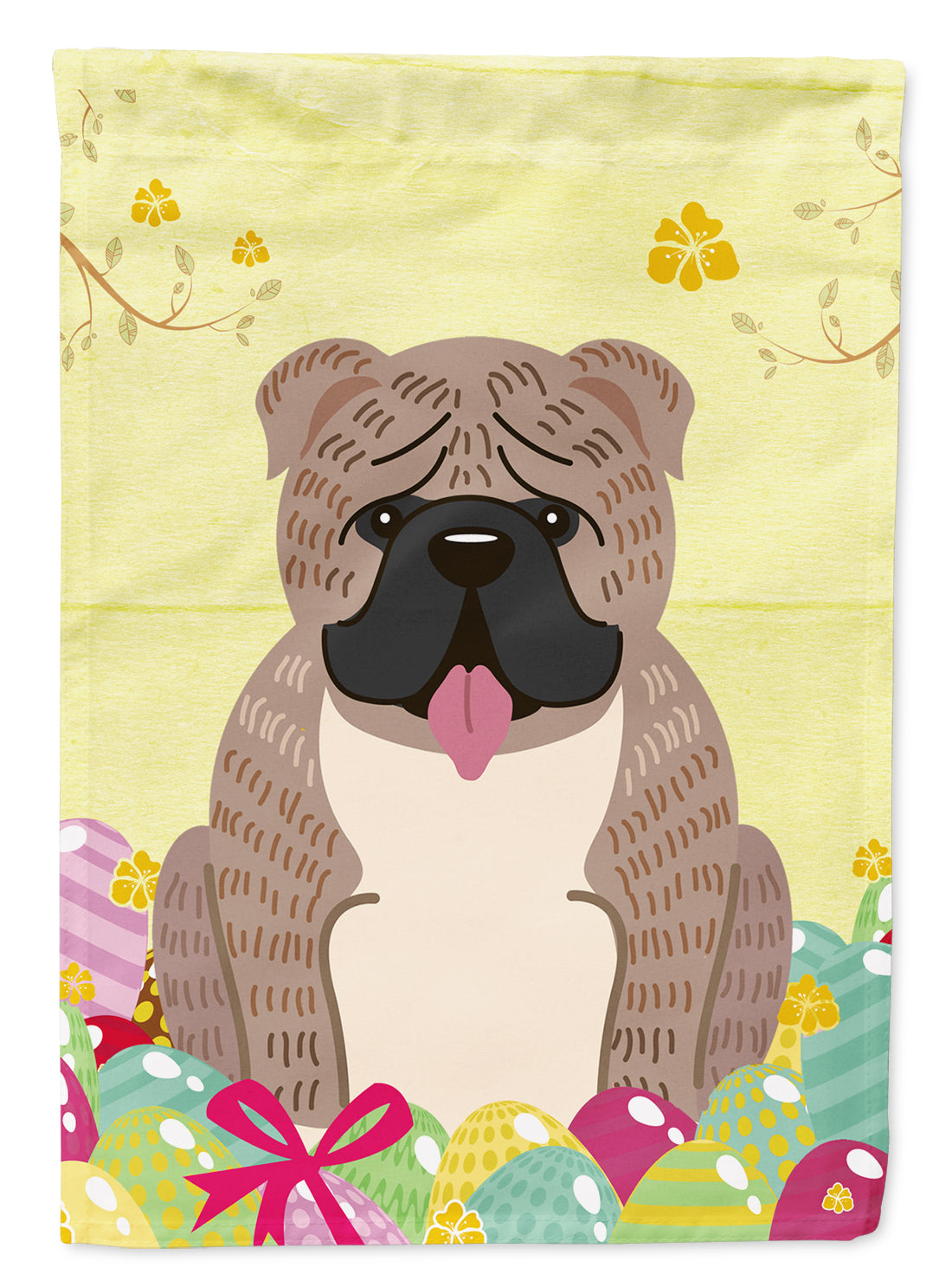 Easter Eggs English Bulldog Grey Brindle  Garden Flag Mailbox Decorative Yard Banner Outside Patio Artwork for Flower Beds, Garden Size, Multicolor