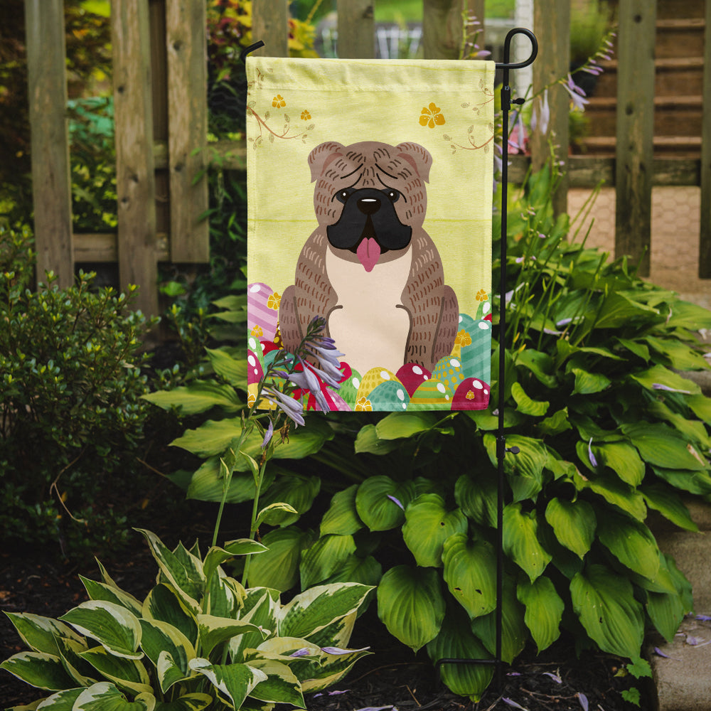 Easter Eggs English Bulldog Grey Brindle  Garden Flag Mailbox Decorative Yard Banner Outside Patio Artwork for Flower Beds, Garden Size, Multicolor