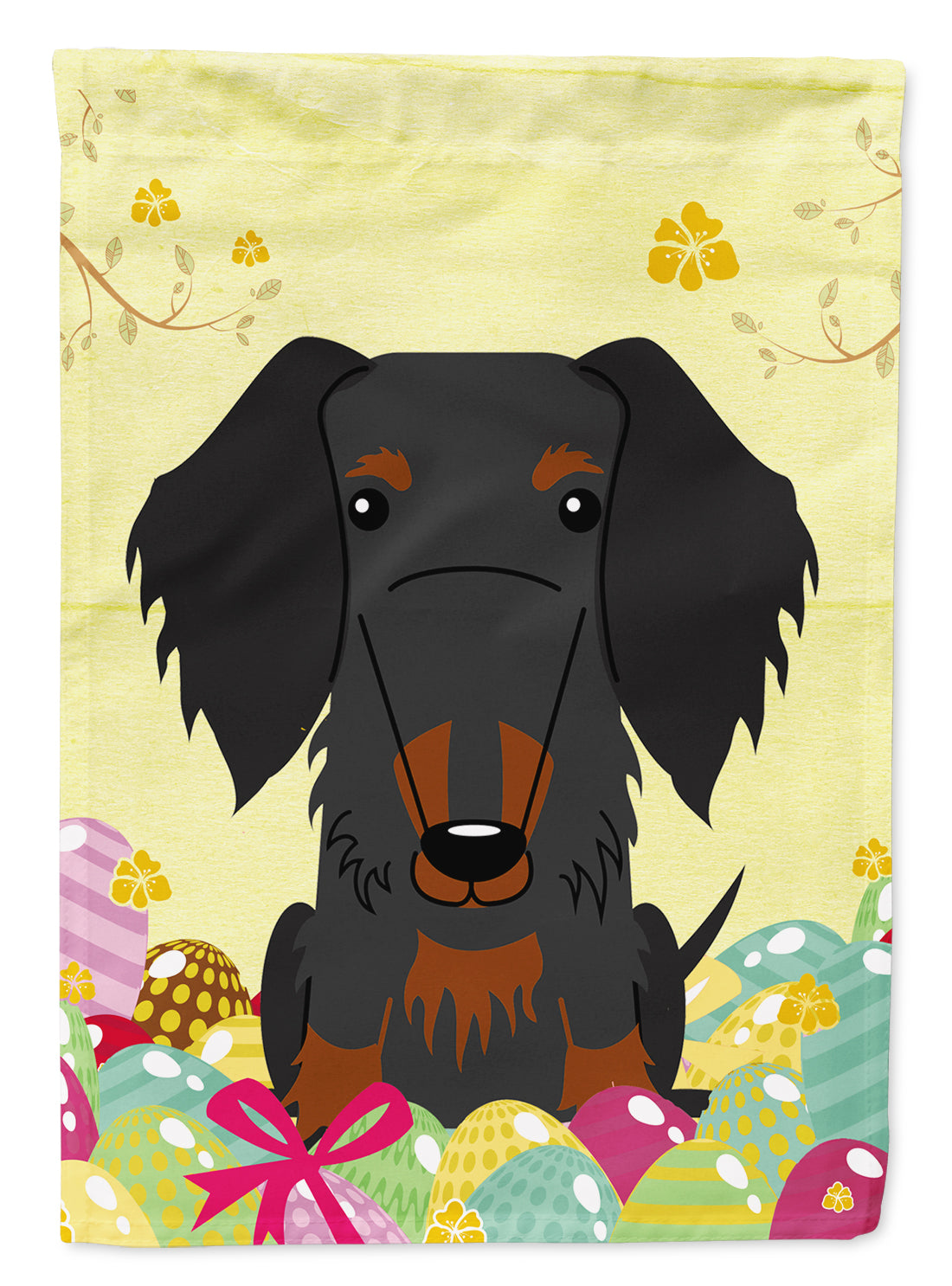 Easter Eggs Wire Haired Dachshund Black Tan Garden Flag Mailbox Decorative Yard Banner Outside Patio Artwork for Flower Beds, Garden Size, Multicolor