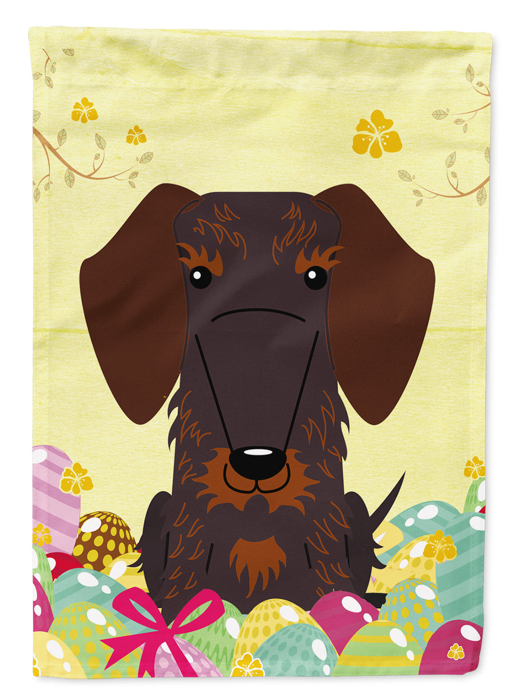 Easter Eggs Wire Haired Dachshund Chocolate Garden Flag Mailbox Decorative Yard Banner Outside Patio Artwork for Flower Beds, Garden Size, Multicolor