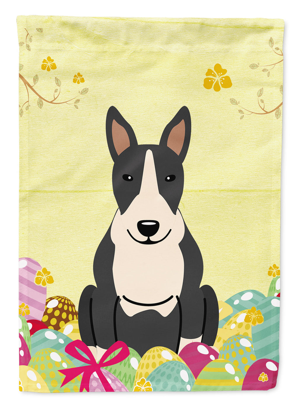 Easter Eggs Bull Terrier Black White Garden Flag Mailbox Decorative Yard Banner Outside Patio Artwork for Flower Beds, Garden Size, Multicolor