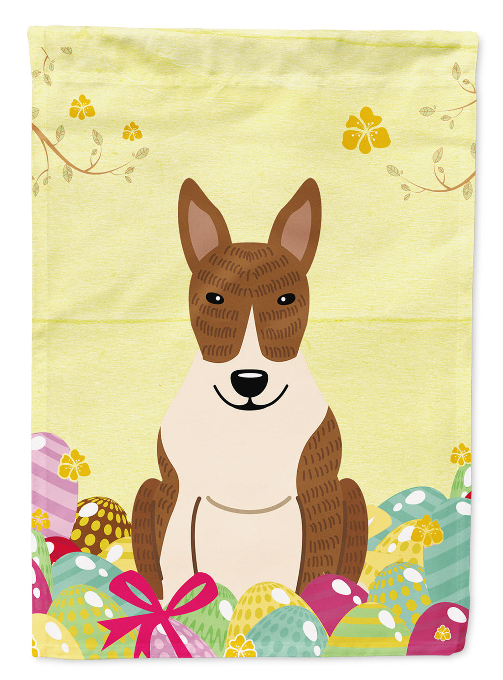 Easter Eggs Bull Terrier Brindle Garden Flag Mailbox Decorative Yard Banner Outside Patio Artwork for Flower Beds, Garden Size, Multicolor