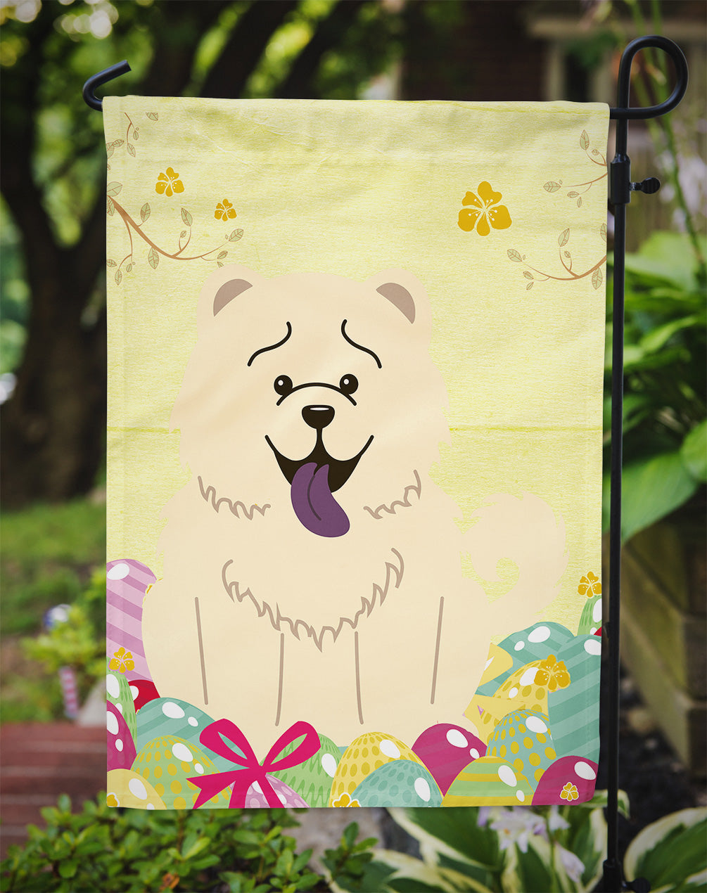Easter Eggs Chow Chow White Garden Flag Mailbox Decorative Yard Banner Outside Patio Artwork for Flower Beds, Garden Size, Multicolor