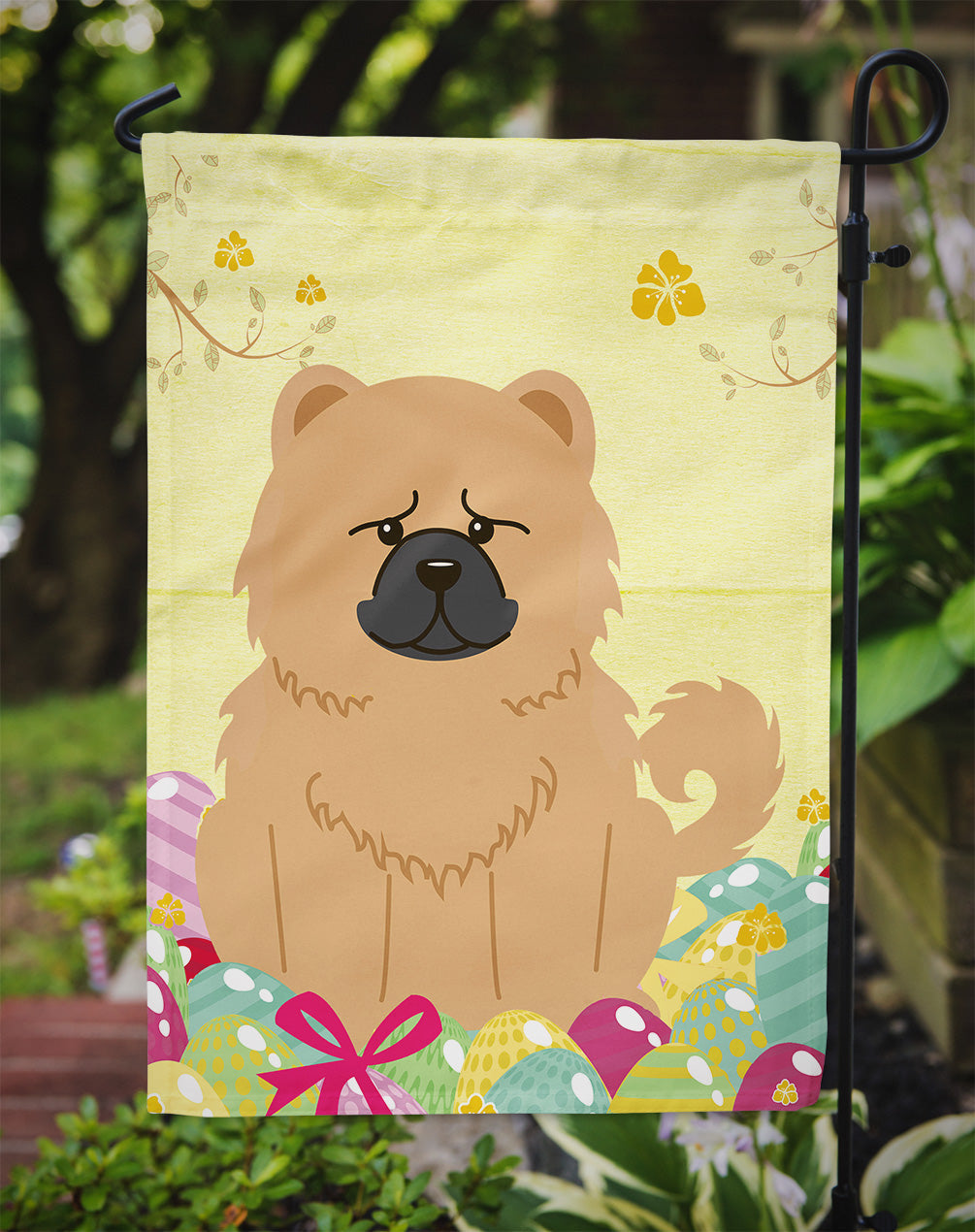 Easter Eggs Chow Chow Cream Garden Flag Mailbox Decorative Yard Banner Outside Patio Artwork for Flower Beds, Garden Size, Multicolor
