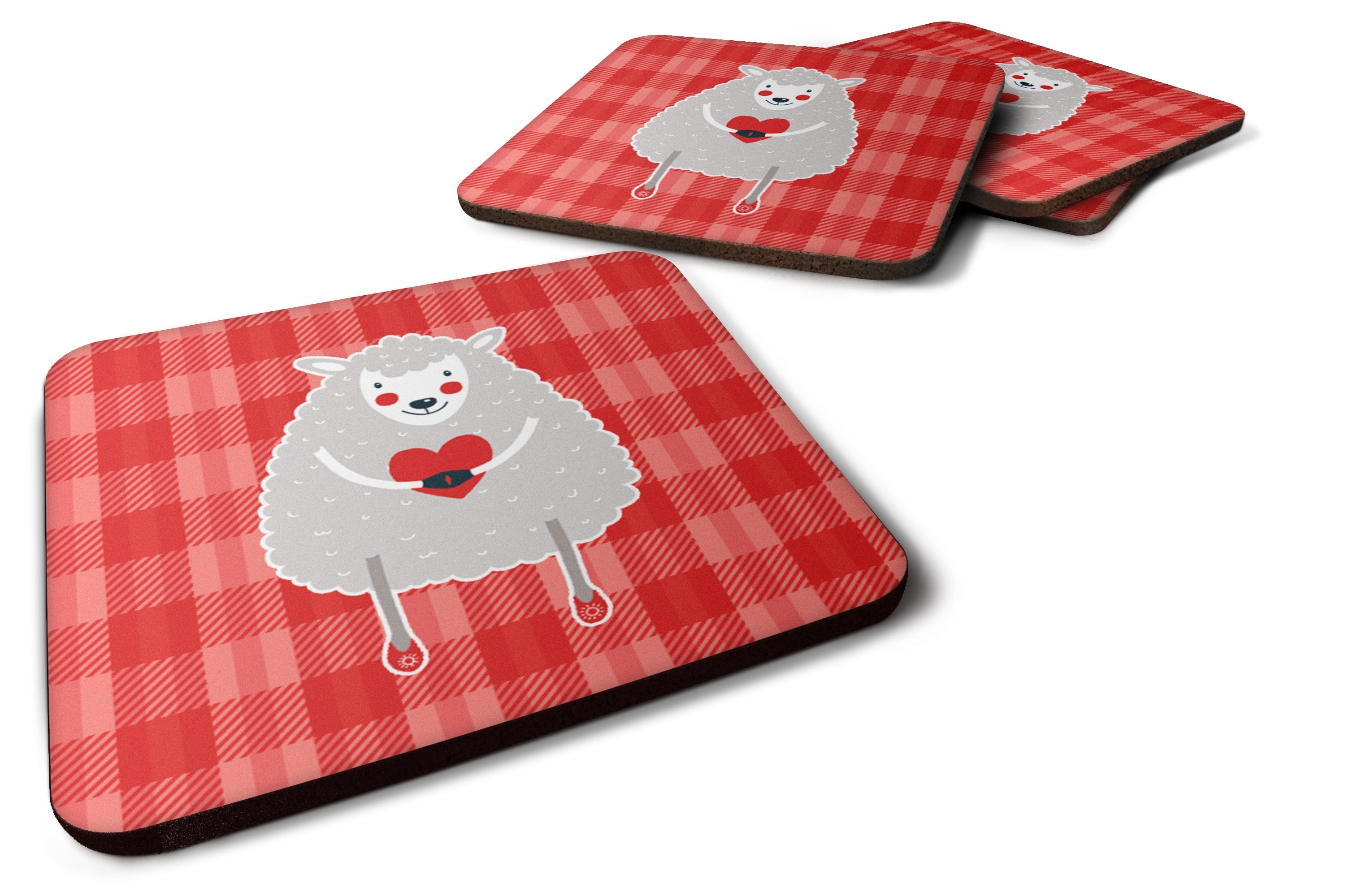 Lamb Love Foam Coasters Set of 4 Cup Coasters for Indoor Outdoor, Tabletop Protection, Anti Slip, Mouse pad Material