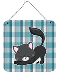 Little Black Cat Kitten Wall or Door Hanging Prints Aluminum Metal Sign Kitchen Wall Bar Bathroom Plaque Home Decor, 6x6, Multicolor