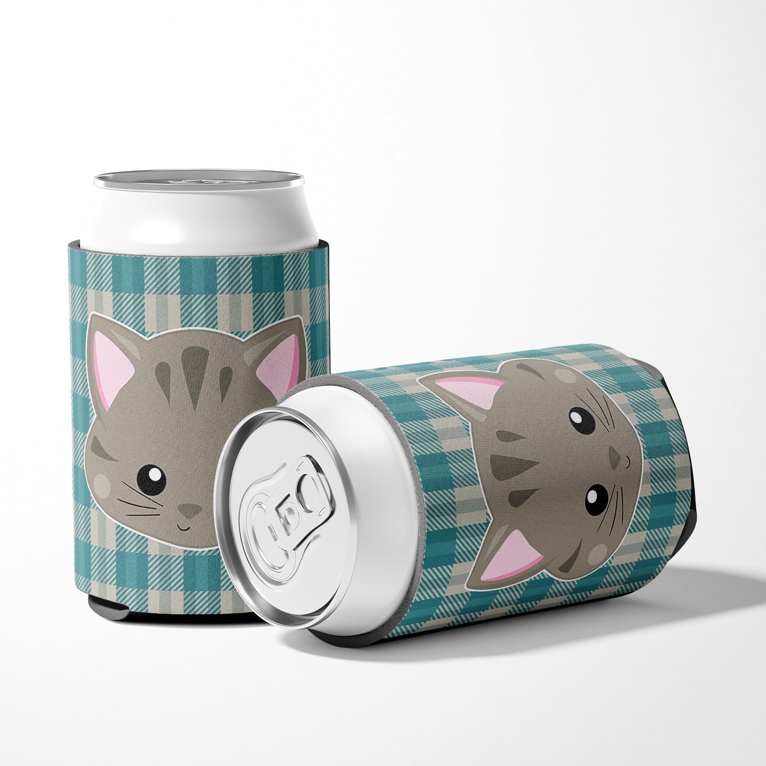 Kitten Face Can or Bottle Hugger Cooler Sleeve for Standard 12 oz Cans, Insulated Foam Beer & Soda Can Hugger Reusable