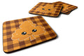 Fall Leaf on Gingham Foam Coasters Set of 4 Cup Coasters for Indoor Outdoor, Tabletop Protection, Anti Slip, Mouse pad Material