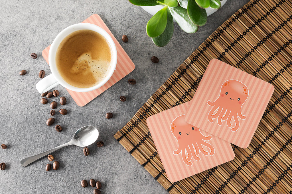 Octopus Foam Coasters Set of 4 Cup Coasters for Indoor Outdoor, Tabletop Protection, Anti Slip, Mouse pad Material