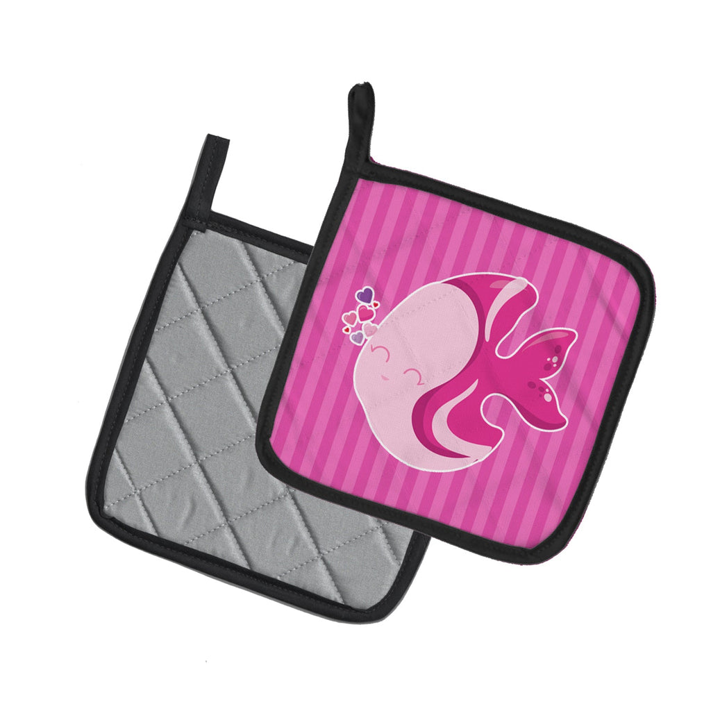 Pink Fish Pot Holder Set of 2 | Quilted Hot Pads
