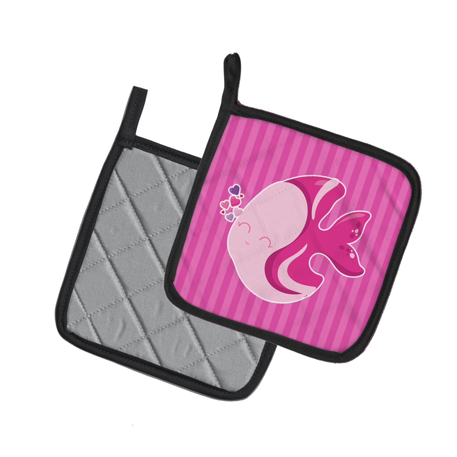 Pink Fish Pot Holder Set of 2 | Quilted Hot Pads