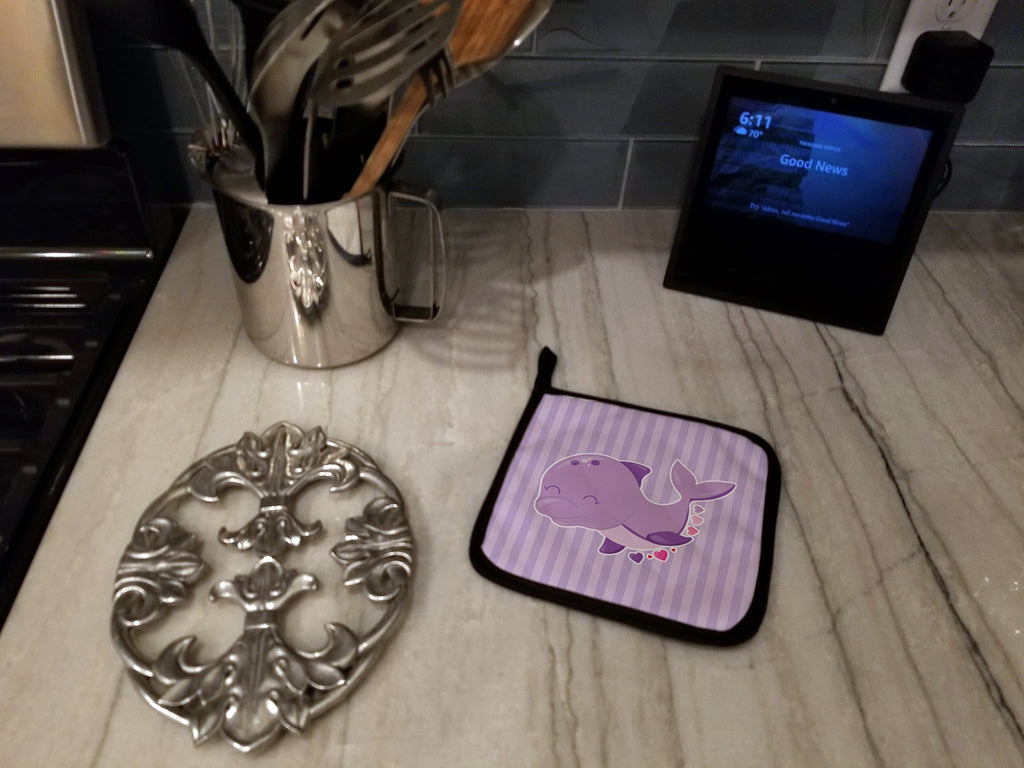 Purple Dolphin Pot Holder Set of 2 | Quilted Hot Pads