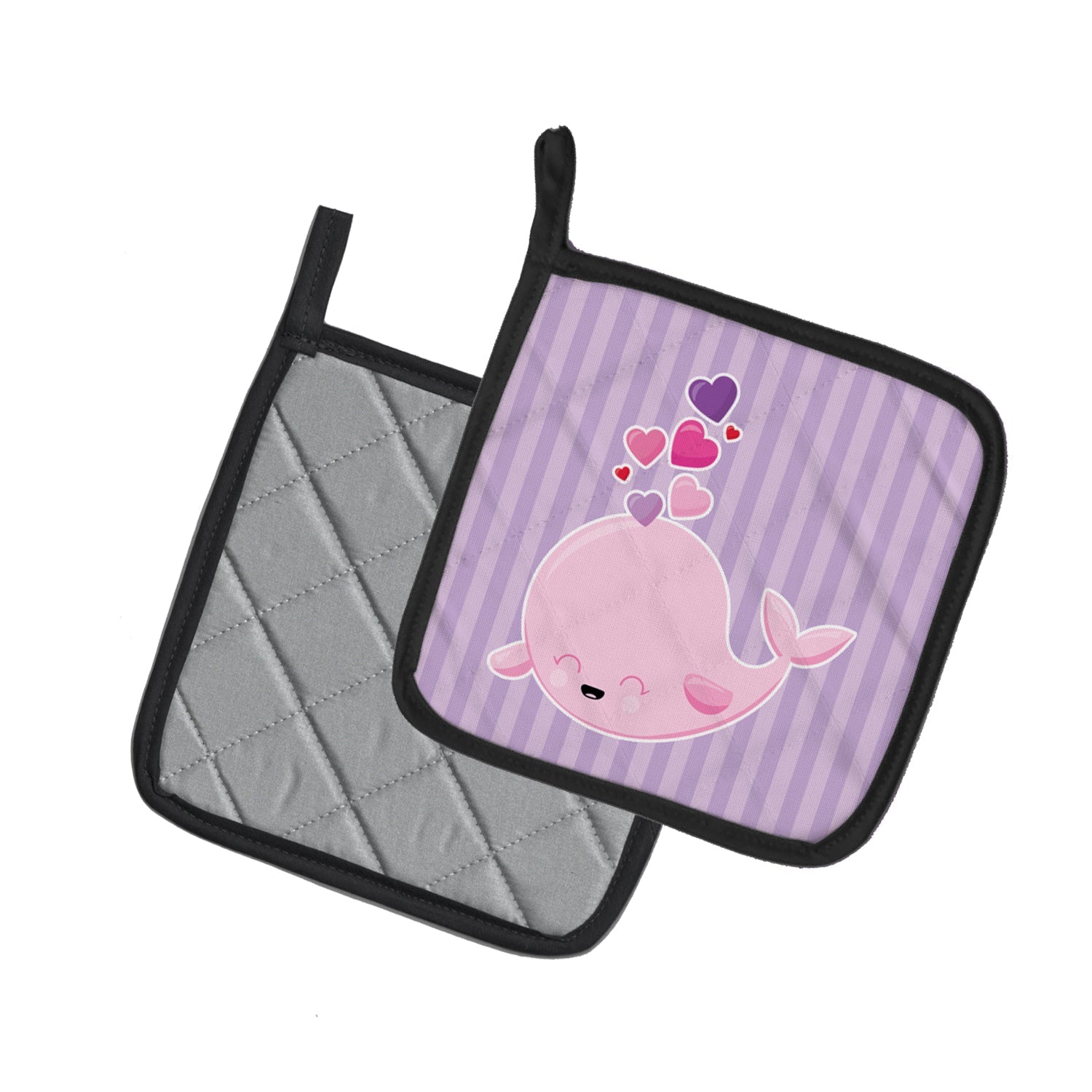 Pink Whale Pot Holder Set of 2 | Quilted Hot Pads
