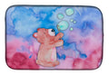 Bear and Bubbles Watercolor Dish Drying Mat Absorbent Dish Drying Mat Pad for Kitchen Counter Dish Drainer Mat for Countertop, 14 x 21", Multicolor