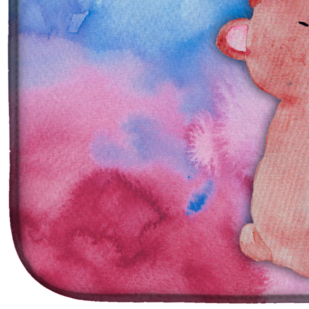 Bear and Bubbles Watercolor Dish Drying Mat Absorbent Dish Drying Mat Pad for Kitchen Counter Dish Drainer Mat for Countertop, 14 x 21", Multicolor