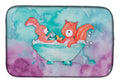 Rabbit and Squirrel Bathing Watercolor Dish Drying Mat Absorbent Dish Drying Mat Pad for Kitchen Counter Dish Drainer Mat for Countertop, 14 x 21", Multicolor