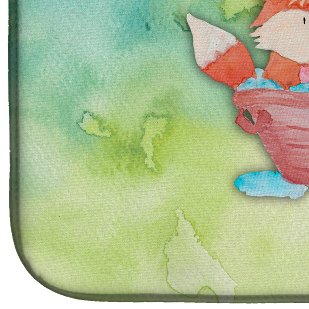 Foxes Bathing Watercolor Dish Drying Mat Absorbent Dish Drying Mat Pad for Kitchen Counter Dish Drainer Mat for Countertop, 14 x 21", Multicolor