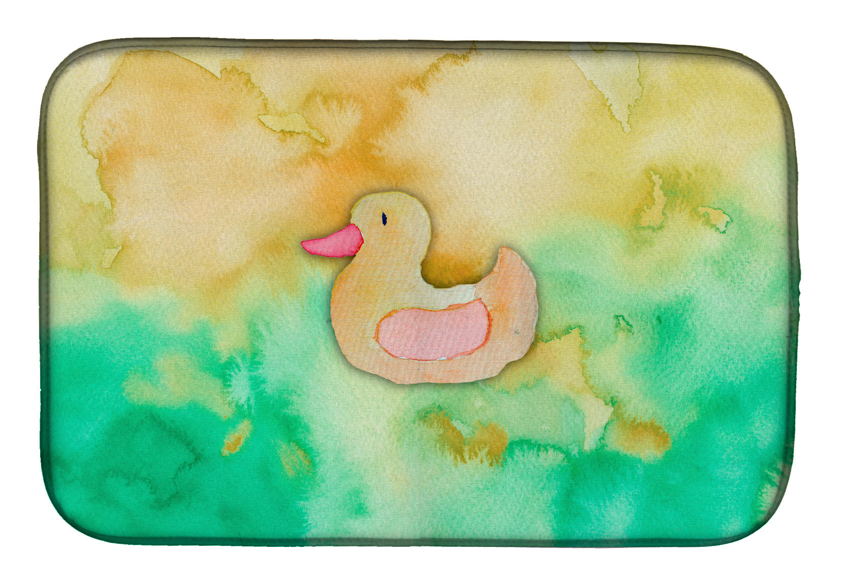 Rubber Duckie Watercolor Dish Drying Mat Absorbent Dish Drying Mat Pad for Kitchen Counter Dish Drainer Mat for Countertop, 14 x 21", Multicolor