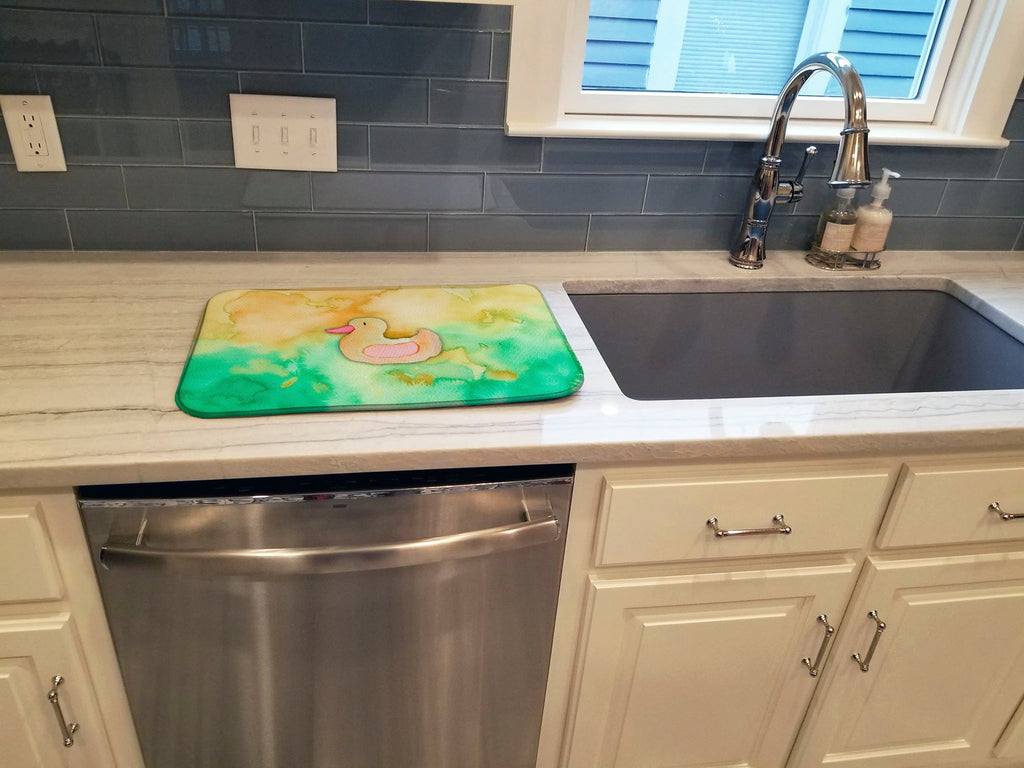Rubber Duckie Watercolor Dish Drying Mat Absorbent Dish Drying Mat Pad for Kitchen Counter Dish Drainer Mat for Countertop, 14 x 21", Multicolor